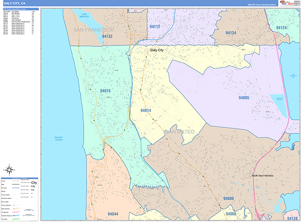 Daly City Map Color Cast Style